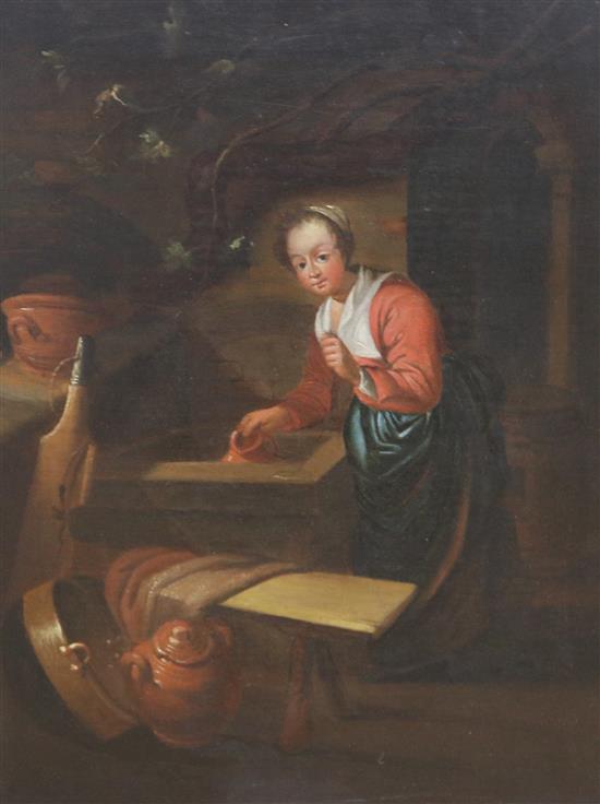 19th century Dutch School - oil on panel, figure in an interior, 30 x 22cm